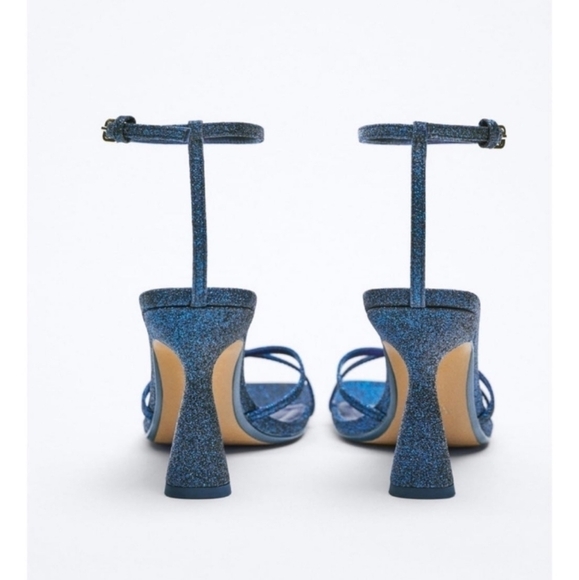 ZARA Strappy glittered Heeled Sandals Sz-9 - Picture 3 of 10